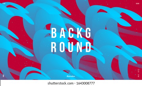 Abstract trendy liquid fluid 3d shapes. Minimal wallpaper, backdrop, background. Colors name: Crimson glory, Vivid sky blue. Eps10 vector illustration.