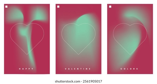 Abstract trendy loves gradient poster set design for valentines. Vector