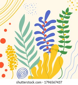 Abstract trendy Memphis background art templates with flower and geometric elements. Floral pattern. Card for SALE, social media, mobile apps, banners design and internet ads. Vector illustration.