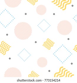 Abstract Trendy Minimal Background Memphis Style Hipster Fashion Geometric Ornament Creative Element for Ad, Invitation, Presentation. Vector illustration