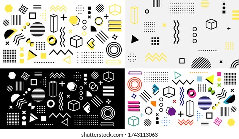 Resumen y fondo geométrico moderno a la moda. Fondo del vector 4 en 1