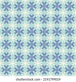Abstrakte trendy moderne marokkanische Circle Geometric Seamless Muster Tile Style Design Perfekt für Allover Stoffdruck Innendesign oder Umkleiden Papier Minze Blue Tones