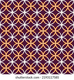 Abstract Trendy Modern Moroccan Circle Geometric Seamless Pattern Tile Style Ornamental Style Design Perfect for Allover Fabric Print Interior Design or Wrapping Paper Dark Purple Orange Tones