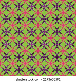 Abstract Trendy Modern Moroccan Circle Geometric Seamless Pattern Tile Style Ornamental Style Design Perfect for Allover Fabric Print Interior Design or Wrapping Paper Green Fuchsia Tones