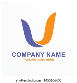 abstract trendy multicolored logo design element in letter v shape