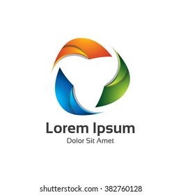 Abstract trendy multicolored logo design element. 3D Triangle loop logo vector.