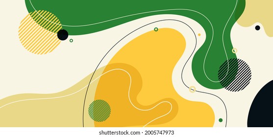 Abstract trendy organic shape composition amorphous forms and lines with circles geometric elements on white background. Vector illustration