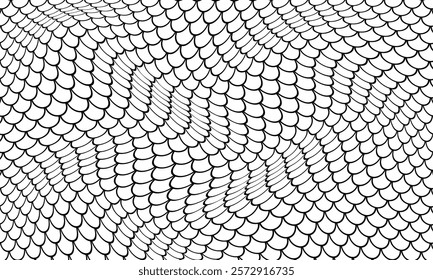 abstract trendy outline fish scale wave pattern art perfect for background.