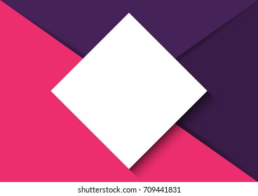 Abstract trendy paper cut layout template background and white square frame.Modern minimal origami greeting cards cover design background.Vector illustration.