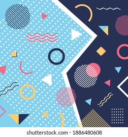 Abstract trendy pattern background geometric elements memphis style. Vector illustration