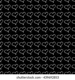 Abstract trendy pattern with hand drawn hearts. Cute vector black and white trendy pattern. Seamless monochrome trendy pattern for fabric, wallpapers, wrapping paper, cards and web backgrounds.