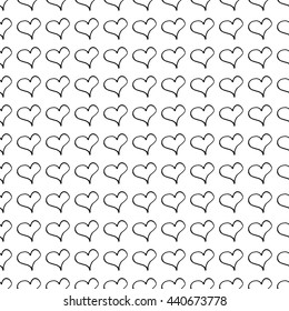 Abstract trendy pattern with hand drawn hearts. Cute vector black and white trendy pattern. Seamless monochrome trendy pattern for fabric, wallpapers, wrapping paper, cards and web backgrounds.