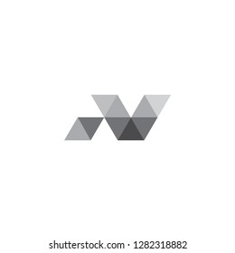 Abstract trendy polygon origami letter N logo design. Tech media app creative sign. Colorful vector symbol icon. 