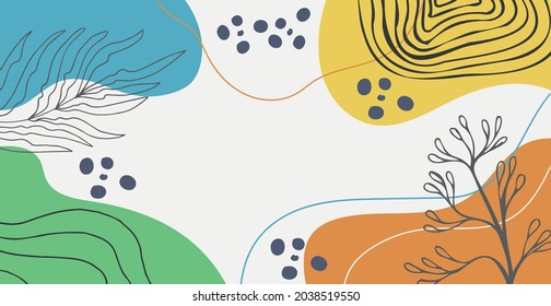 Abstract trendy rectangular background with floral and geometric elements. Web Template for Design - Vector illustration