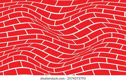 abstract trendy red brick wall wave pattern perfect for background.