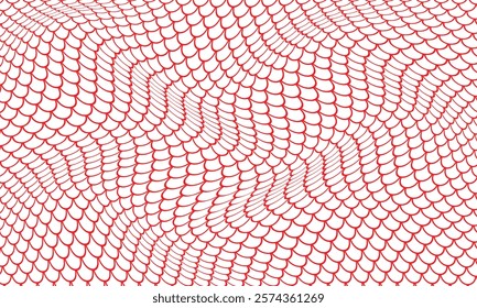abstract trendy red small fish scale wave pattern perfect for background.