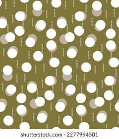 Abstract Trendy Retro Dots Seamless Vector Pattern Chic Colors Perfect fo Allover Fabric Print or Wrapping Paper Polka Dots Fashion Design Olive Green Tones
