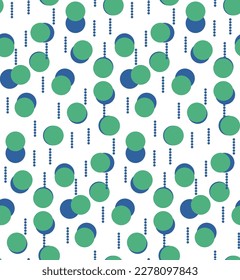 Abstract Trendy Retro Dots Seamless Vector Pattern Chic Colors Perfect fo Allover Fabric Print or Wrapping Paper Polka Dots Fashion Design Blue Green White Tones