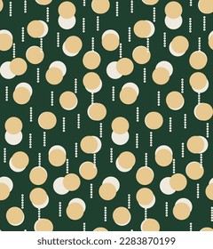 Abstract Trendy Retro Dots Seamless Vector Pattern Chic Colors Perfect fo Allover Fabric Print or Wrapping Paper Polka Dots Fashion Design Dark Green Ecru Tones