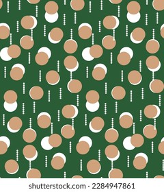 Abstract Trendy Retro Dots Seamless Vector Pattern Chic Colors Perfect fo Allover Fabric Print or Wrapping Paper Polka Dots Fashion Design Dark Green Milky Brown Tones