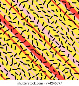 Abstract Trendy Retro Geometric Element Template, Seamless Pattern in Neo Memphis Style Design, Festive Retro Fashion Style 80-90s
