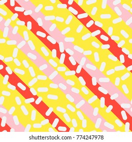 Abstract Trendy Retro Geometric Element Template, Seamless Pattern in Neo Memphis Style Design, Festive Retro Fashion Style 80-90s