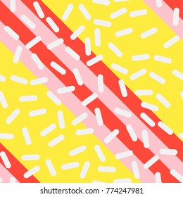 Abstract Trendy Retro Geometric Element Template, Seamless Pattern in Neo Memphis Style Design, Festive Retro Fashion Style 80-90s