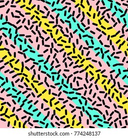 Abstract Trendy Retro Geometric Element Template, Seamless Pattern in Neo Memphis Style Design, Festive Retro Fashion Style 80-90s