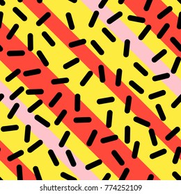 Abstract Trendy Retro Geometric Element Template, Seamless Pattern in Neo Memphis Style Design, Festive Retro Fashion Style 80-90s