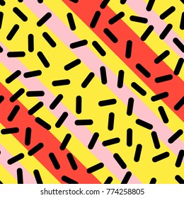 Resumen Plantilla de elementos geométricos retro de moda, patrón sin inconvenientes en el diseño estilo Neo Memphis, estilo de moda retro festivo estilo 80-90