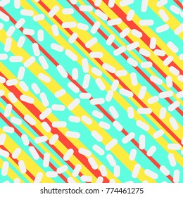 Abstract Trendy Retro Geometric Element Template, Seamless Pattern in Neo Memphis Style Design, Festive Retro Fashion Style 80-90s