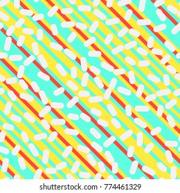 Abstract Trendy Retro Geometric Element Template, Seamless Pattern in Neo Memphis Style Design, Festive Retro Fashion Style 80-90s