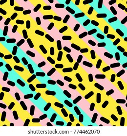 Abstract Trendy Retro Geometric Element Template, Seamless Pattern in Neo Memphis Style Design, Festive Retro Fashion Style 80-90s