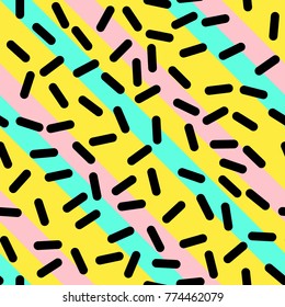 Abstract Trendy Retro Geometric Element Template, Seamless Pattern in Neo Memphis Style Design, Festive Retro Fashion Style 80-90s
