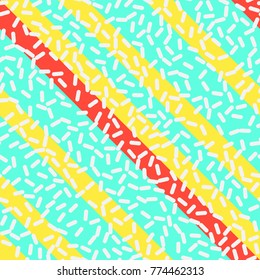 Abstrakte trendy Retro Geometric Element Template, Nahtloses Muster in Neo Memphis Style Design, festlicher Retro Fashion Style 80-90s