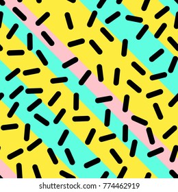 Resumen Plantilla de elementos geométricos retro de moda, patrón sin inconvenientes en el diseño estilo Neo Memphis, estilo de moda retro festivo estilo 80-90