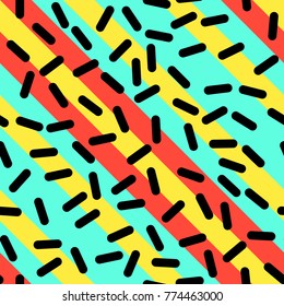 Resumen Plantilla de elementos geométricos retro de moda, patrón sin inconvenientes en el diseño estilo Neo Memphis, estilo de moda retro festivo estilo 80-90