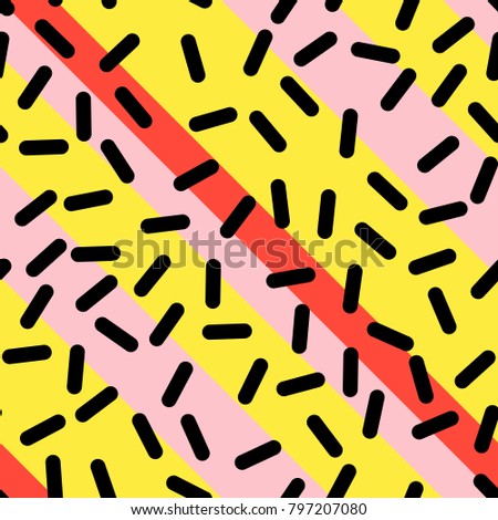 Abstract Trendy Retro Geometric Element Template, Seamless Pattern in Neo Memphis Style Design, Festive Retro Fashion Style 80-90s