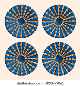 Abstract trendy round optical illusion, motion simulation, creative vector illustration