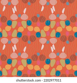 Abstract trendy seamless patterns set with hand drawn colorful shapes