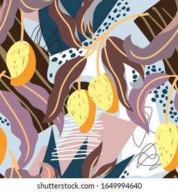 Abstract trendy seamless vector pattern with mango.