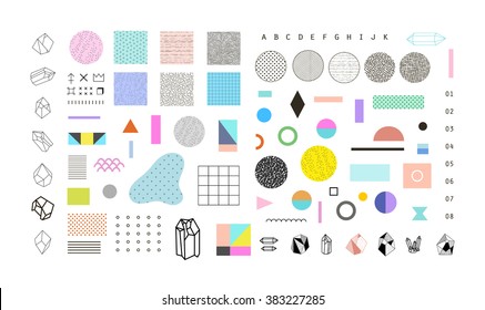 Conjunto abstracto y moderno con diferentes formas geométricas y texturas. Mejor diseño para carteles, tarjetas, invitaciones, carteles, folletos, volantes, presentaciones.