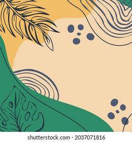 Abstract trendy square background with floral and geometric elements. Web Template for Design - Vector illustration