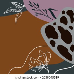 Abstract trendy square background with floral and geometric elements. Web Template for Design - Vector illustration