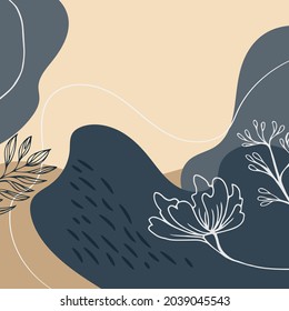 Abstract trendy square background with floral and geometric elements. Web Template for Design - Vector illustration
