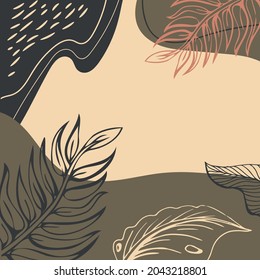 Abstract trendy square background with floral and geometric elements. Web Template for Design - Vector illustration
