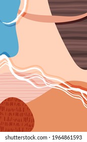 Abstract trendy style shapes and lines composition, contemporary texture background for social media, stories template, decoration, postcard, package or cover design. Vector illustration.