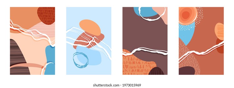 Abstract trendy style shapes and lines composition, contemporary texture background for social media, stories template, decoration, postcard, package or cover design. Vector illustration.