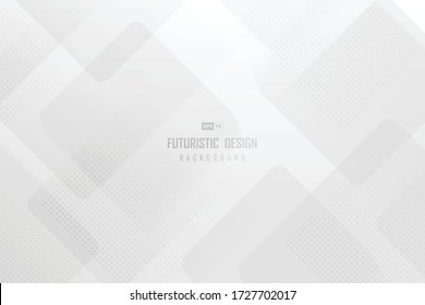 Abstract trendy technology template of white square artwork with halftone design background. Use for ad, poster, template, artwork. illustration vector eps10