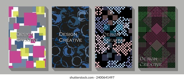 Abstract trendy templates with different geometric shapes.  Vector illustrations design